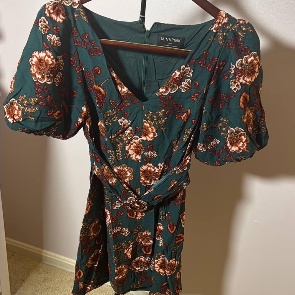 MINKPINK Green Floral Dress